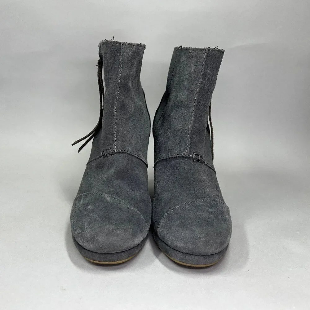 Toms Women's Size 9 Gray Suede Leather‎ Wedge Ankel Boots